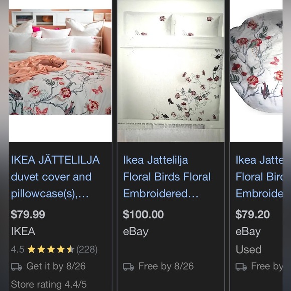 NWT JÄTTELILJA Duvet cover and pillowcase(s), white/floral patterned, Full/Queen - Picture 5 of 9